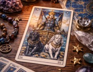 Карта «Колісниця» в Таро символізує перемогу, контроль та рішучість. Дізнайтеся значення, поради та трактування для життя, кар’єри і духовного розвитку.