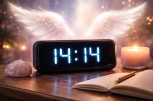 Дізнайтесь, що означає 14:14 на годиннику: духовне послання, нумерологія, кохання, гроші, робота та чекліст дій, якщо бачите часто.