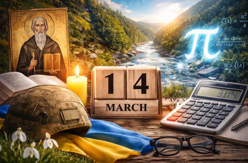 14 березня 2026 року в Україні відзначають День українського добровольця; у церковному календарі — преподобного Венедикта, також це День числа Пі та Міжнародний день математики.