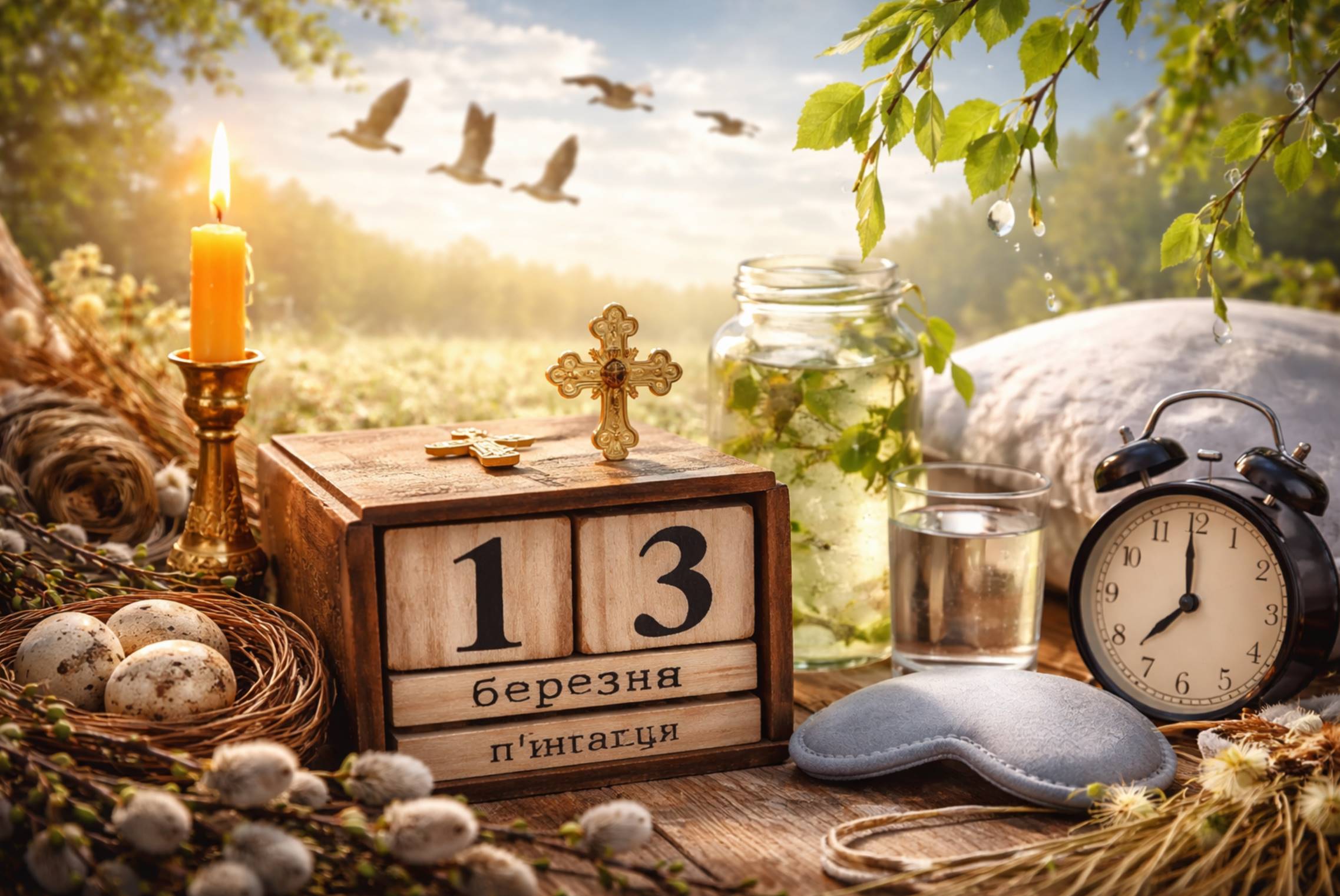 13 березня 2026 року — п’ятниця: церковне свято перенесення мощей святителя Никифора, Великий піст, Всесвітній день сну, народні прикмети й традиції.