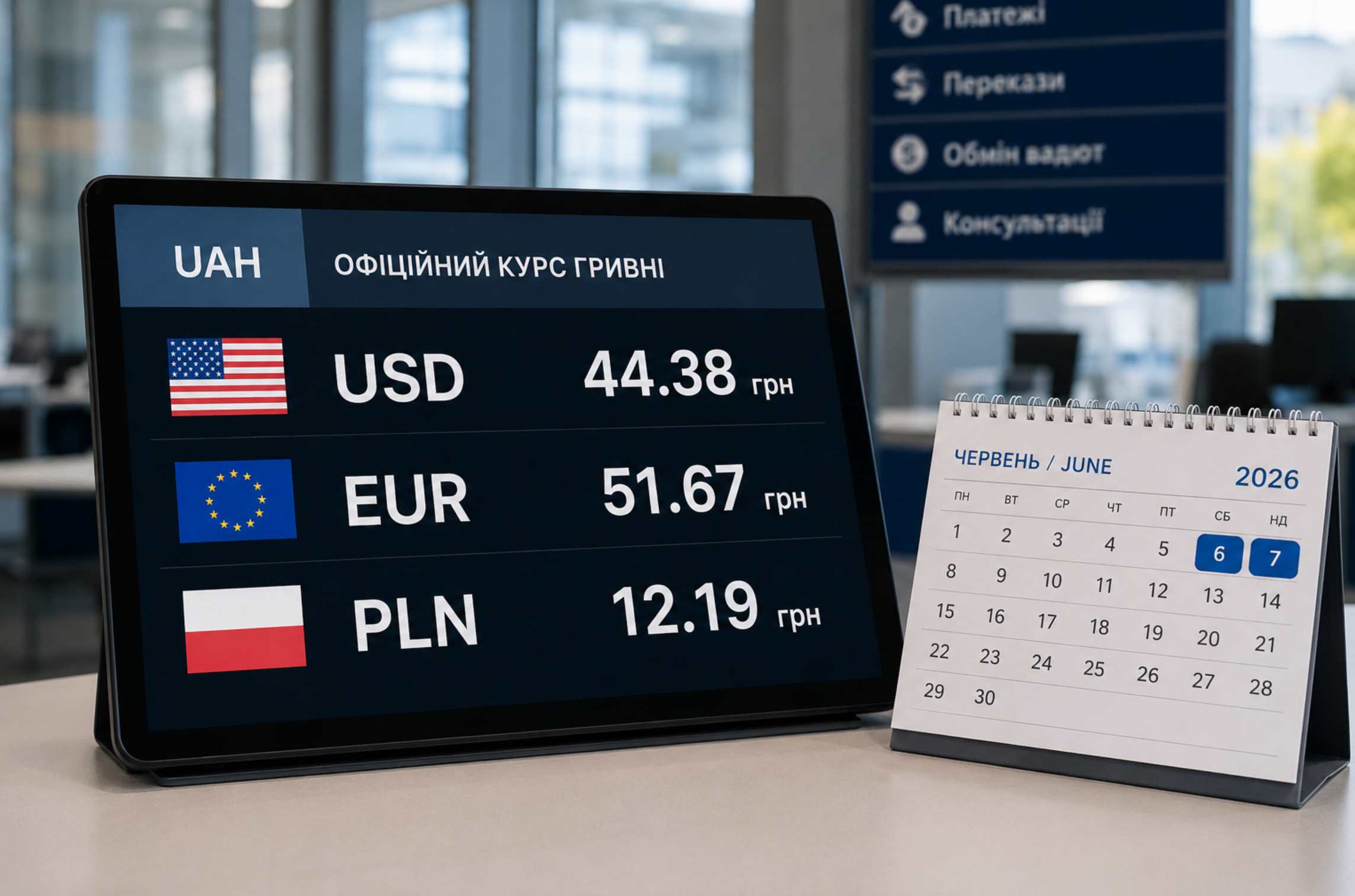 Курс валют на 6–7 червня 2026 року: офіційна вартість долара, євро та злотого за даними НБУ на вихідні.